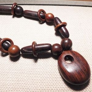 Vintage Modern Wood Bead Necklace Norway